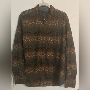 American Eagle Mens Large Aztec Seriously Soft Classic Fit Button Up Long Sleeve